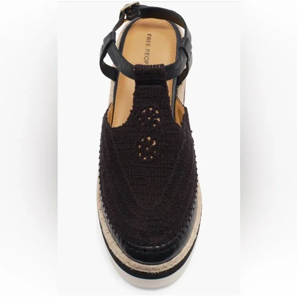 NWT Free People Morning In Mykonos Crochet Platform Wedge Espadrilles Sz 10